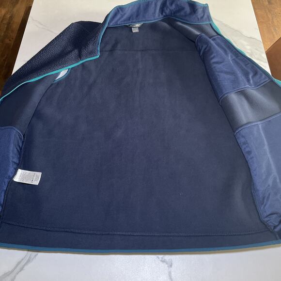 Eddie Bauer Lot of 2 Gray Blue Fleece Vest Zip Up Size TL Three Zip Pockets Logo - Picture 13 of 16